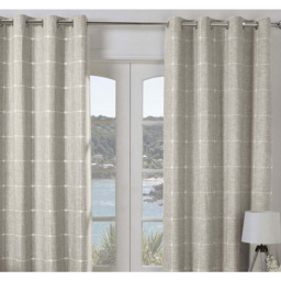 Divante Natural Salcombe Linen Check Eyelet Curtains 228 x 228cm - Size: W 228 x D 228cm - Wilko - thumbnail 7