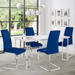 Julian Bowen Positano Calabria 4 Seater Dining Set White and Blue - Wilko - thumbnail 1