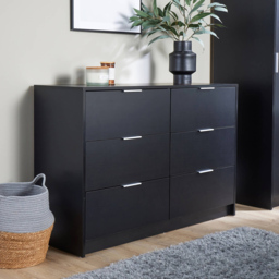 Home Source Phoenix 6 Drawer Black Wide Chest of Drawers - Wilko - thumbnail 7