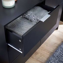 Home Source Phoenix 6 Drawer Black Wide Chest of Drawers - Wilko - thumbnail 4