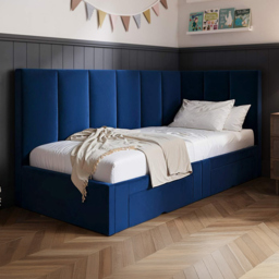 Flair Harley 2 Drawers Navy Velvet Bed Frame - Size: Single - Blue - Wilko