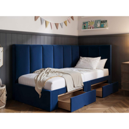 Flair Harley 2 Drawers Navy Velvet Bed Frame - Size: Single - Blue - Wilko - thumbnail 6