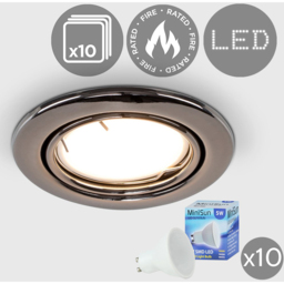ValueLights Black Chrome Warm White LED Tiltable Ceiling Downlight 10 Pack - Size: 11 x 10.5 x 10.5cm - Wilko - thumbnail 3