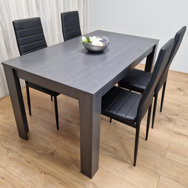 Kosy Koala 4 Seater Faux Leather Arrow Design Dining Set Black and Dark Grey - Portland - Wilko - image 1
