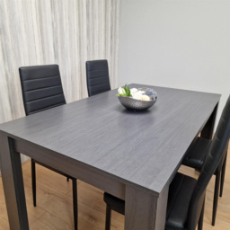 Kosy Koala 4 Seater Faux Leather Arrow Design Dining Set Black and Dark Grey - Portland - Wilko - thumbnail 7