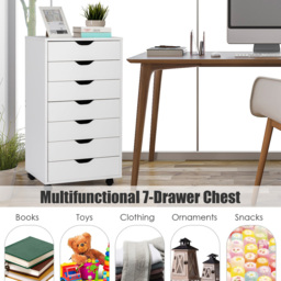 Costway 7 Drawer White Mobile File Cabinet - Size: 96.5 x 50.8 x 20.32cm - Wilko - thumbnail 5