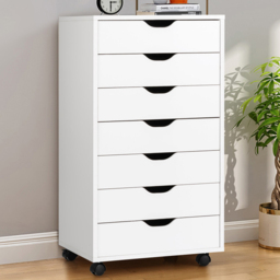 Costway 7 Drawer White Mobile File Cabinet - Size: 96.5 x 50.8 x 20.32cm - Wilko