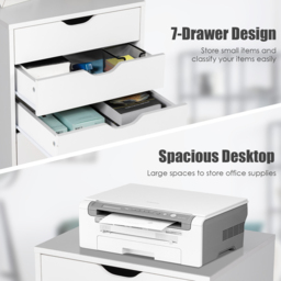 Costway 7 Drawer White Mobile File Cabinet - Size: 96.5 x 50.8 x 20.32cm - Wilko - thumbnail 6