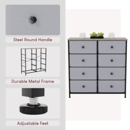 Vida Designs Chorley 8 Drawer Beige and Grey Wood Fabric Chest of Drawer - Brown - Wilko - thumbnail 6