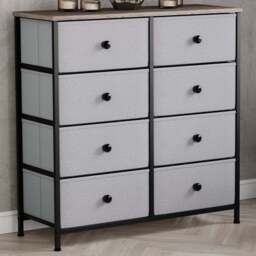 Vida Designs Chorley 8 Drawer Beige and Grey Wood Fabric Chest of Drawer - Brown - Wilko