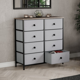 Vida Designs Chorley 8 Drawer Beige and Grey Wood Fabric Chest of Drawer - Brown - Wilko - thumbnail 5