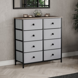 Vida Designs Chorley 8 Drawer Beige and Grey Wood Fabric Chest of Drawer - Brown - Wilko - thumbnail 4