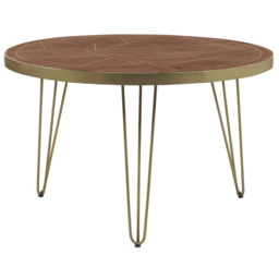 Brooklyn Ozella 4 Seater Dark Gold Round Dining Table - Brown - Wilko - thumbnail 3