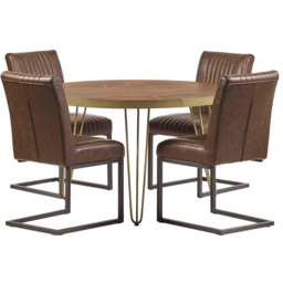 Brooklyn Ozella 4 Seater Dark Gold Round Dining Table - Brown - Wilko - thumbnail 4