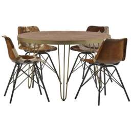 Brooklyn Ozella 4 Seater Dark Gold Round Dining Table - Brown - Wilko - thumbnail 5