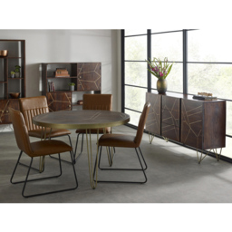 Brooklyn Ozella 4 Seater Dark Gold Round Dining Table - Brown - Wilko - thumbnail 7