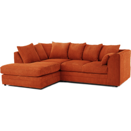 Luxor 3 Seater Orange Jumbo Cord Left Hand Facing Corner Sofa - Wilko - thumbnail 3