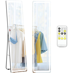 Portland Lighted Aluminium frame Full Length LED Floor Mirror 160 x 40cm - Black - Wilko - thumbnail 4