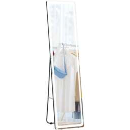 Portland Lighted Aluminium frame Full Length LED Floor Mirror 160 x 40cm - Black - Wilko - thumbnail 1