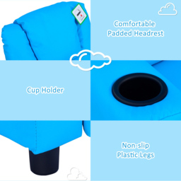 Portland Kids Single Seat Blue Sofa with Cup Holder - Size: 62 x 52 x 69cm - Wilko - thumbnail 4