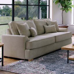 Alba City 3 Seater Stone Fabric Sofa - Beige - Wilko - thumbnail 1