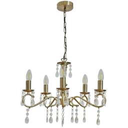 ValueLights Argyll 5 Light Antique Brass Ceiling Chandelier - Size: 80 x 48 x 48cm - Gold - Wilko