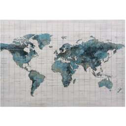 Azure Embossed Foil World Map Wall Art 70 x 100cm - Size: 100 x 70 x 2.8 - Wilko - thumbnail 1