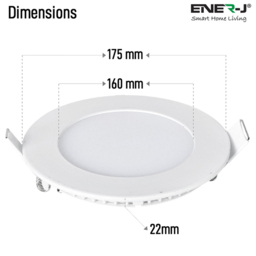 ENER-J 12W 6000K LED Panel Round Recessed Ceiling Downlight 4 Pack - Size: 30 x 20 x 10cm - Wilko - thumbnail 6