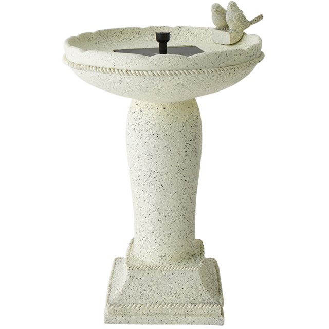 ValueLights Cascading Fountain Solar Powered LED Bird Bath Water Feature - Size: 58 x 36.5 x 36.5cm - Cream - Wilko - image 1