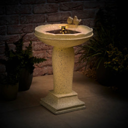 ValueLights Cascading Fountain Solar Powered LED Bird Bath Water Feature - Size: 58 x 36.5 x 36.5cm - Cream - Wilko - thumbnail 3