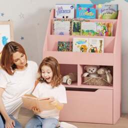Tommy Toys Single Drawer 5 Shelf Pink Kids Bookcase and Toy Storage Unit - Wilko - thumbnail 1