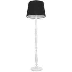 ValueLights Victoria Black Fabric Tapered Shade White Wood Traditional Stem LED Floor Lamp - Size: 156 x 46 x 46cm - Wilko - thumbnail 1