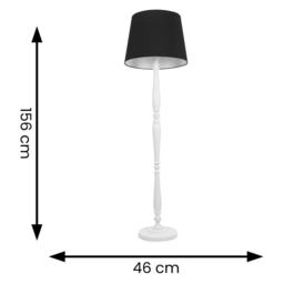 ValueLights Victoria Black Fabric Tapered Shade White Wood Traditional Stem LED Floor Lamp - Size: 156 x 46 x 46cm - Wilko - thumbnail 7