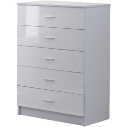 Portland White High Gloss 3 Piece Bedroom Furniture Set - Wilko - thumbnail 4