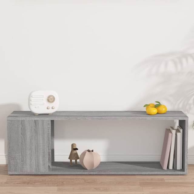 vidaXL Single Shelf Grey Sonoma TV Cabinet - Size: 32 x 100 x 24cm - Wilko - image 1