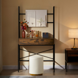 Vida Designs Brooklyn Single Drawer Dark Wood Industrial Vanity Dressing Table with Mirror - Size: 40 x 83 x 150cm - Brown - Wilko - thumbnail 4