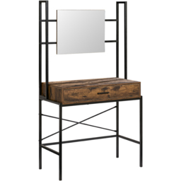 Vida Designs Brooklyn Single Drawer Dark Wood Industrial Vanity Dressing Table with Mirror - Size: 40 x 83 x 150cm - Brown - Wilko - thumbnail 3