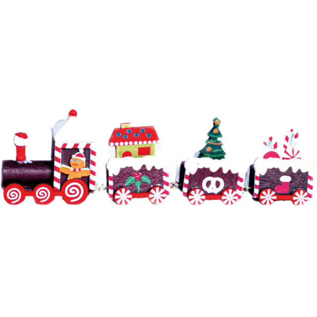 St Helens Multicolour Wooden Christmas Pudding Train Set Decoration - Size: 20 x 2 x 5cm - Wilko - image 1