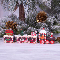 St Helens Multicolour Wooden Christmas Pudding Train Set Decoration - Size: 20 x 2 x 5cm - Wilko - thumbnail 3