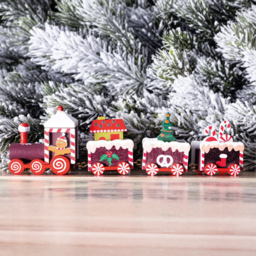 St Helens Multicolour Wooden Christmas Pudding Train Set Decoration - Size: 20 x 2 x 5cm - Wilko - thumbnail 5