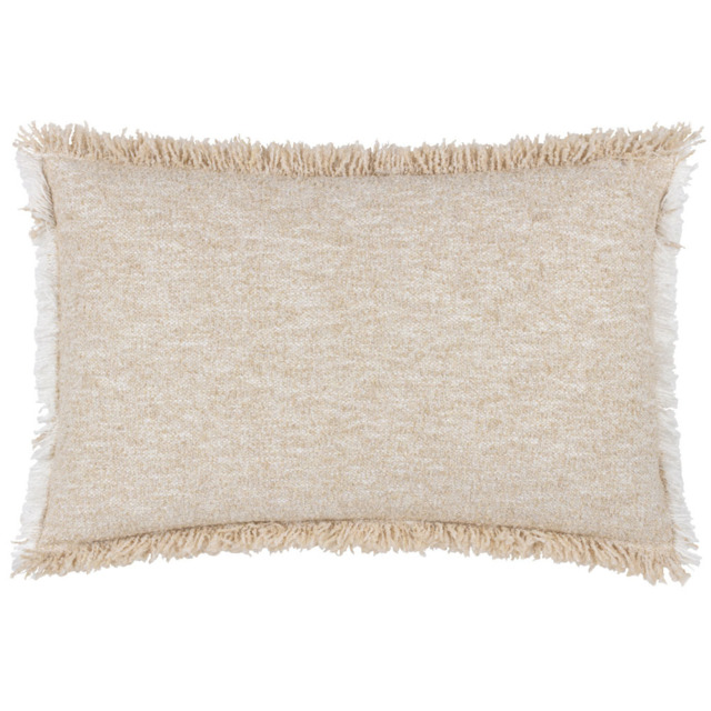 Yard Doze Natural Reversible Fringed Cushion - Size: 60 x 40 cm - Cream - Yard Living - Wilko - image 1