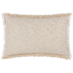 Yard Doze Natural Reversible Fringed Cushion - Size: 60 x 40 cm - Cream - Yard Living - Wilko