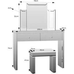 Comfy Living 2 Drawer Mirrored Dressing Table - Wilko - thumbnail 4
