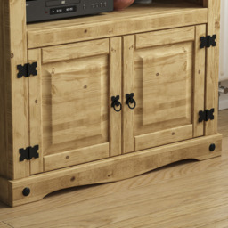 Vida Designs Corona 2 Door Single Shelf Pine Straight TV Unit - Size: 40 x 77 x 70cm - Brown - Wilko - thumbnail 5