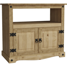 Vida Designs Corona 2 Door Single Shelf Pine Straight TV Unit - Size: 40 x 77 x 70cm - Brown - Wilko - thumbnail 3
