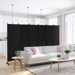 Costway 6 Panel Black Room Divider on Wheels - Size: 109 x 16 x 13cm - Wilko - thumbnail 4