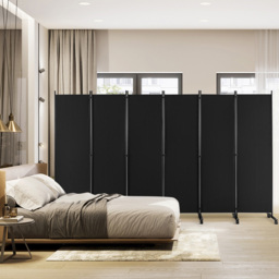 Costway 6 Panel Black Room Divider on Wheels - Size: 109 x 16 x 13cm - Wilko - thumbnail 3