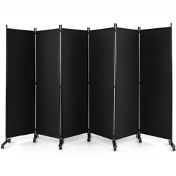 Costway 6 Panel Black Room Divider on Wheels - Size: 109 x 16 x 13cm - Wilko