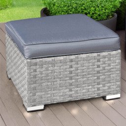 Oseasons Malta Dove Grey Rattan Footstool - Size: 45 x 65 x 65cm - Wilko - thumbnail 1