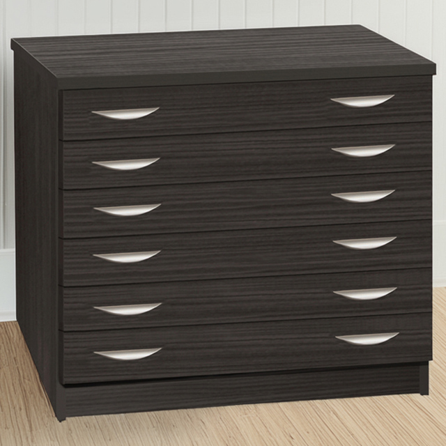 R White Cabinets 6 Drawer Black A2 Plan Chest of Drawers - Wilko - image 1
